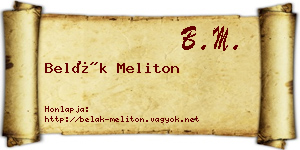 Belák Meliton névjegykártya
